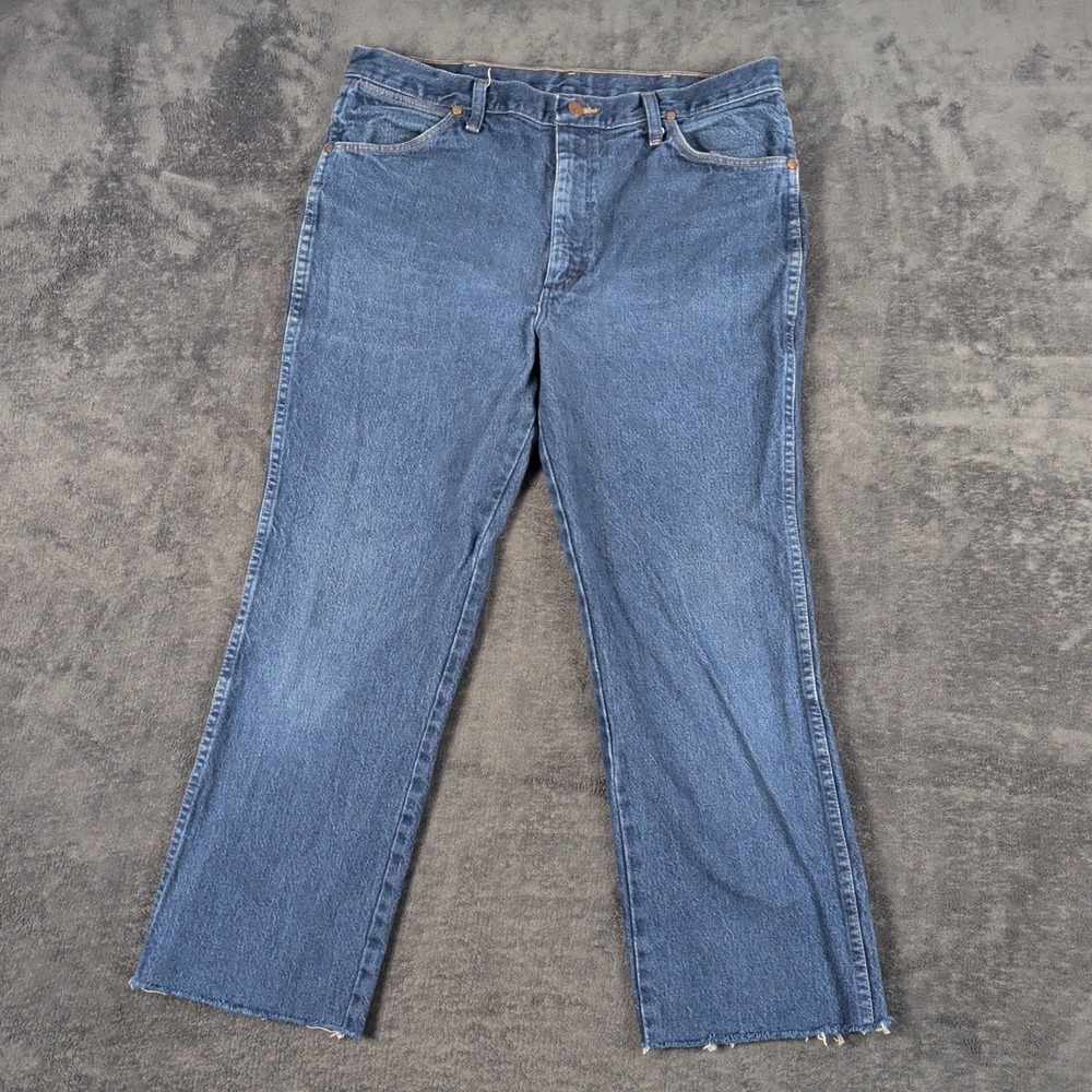 Wrangler Authentic Custom Cut Denim Jeans Cut-Off Jeans Size 36x25- Medium Blue
